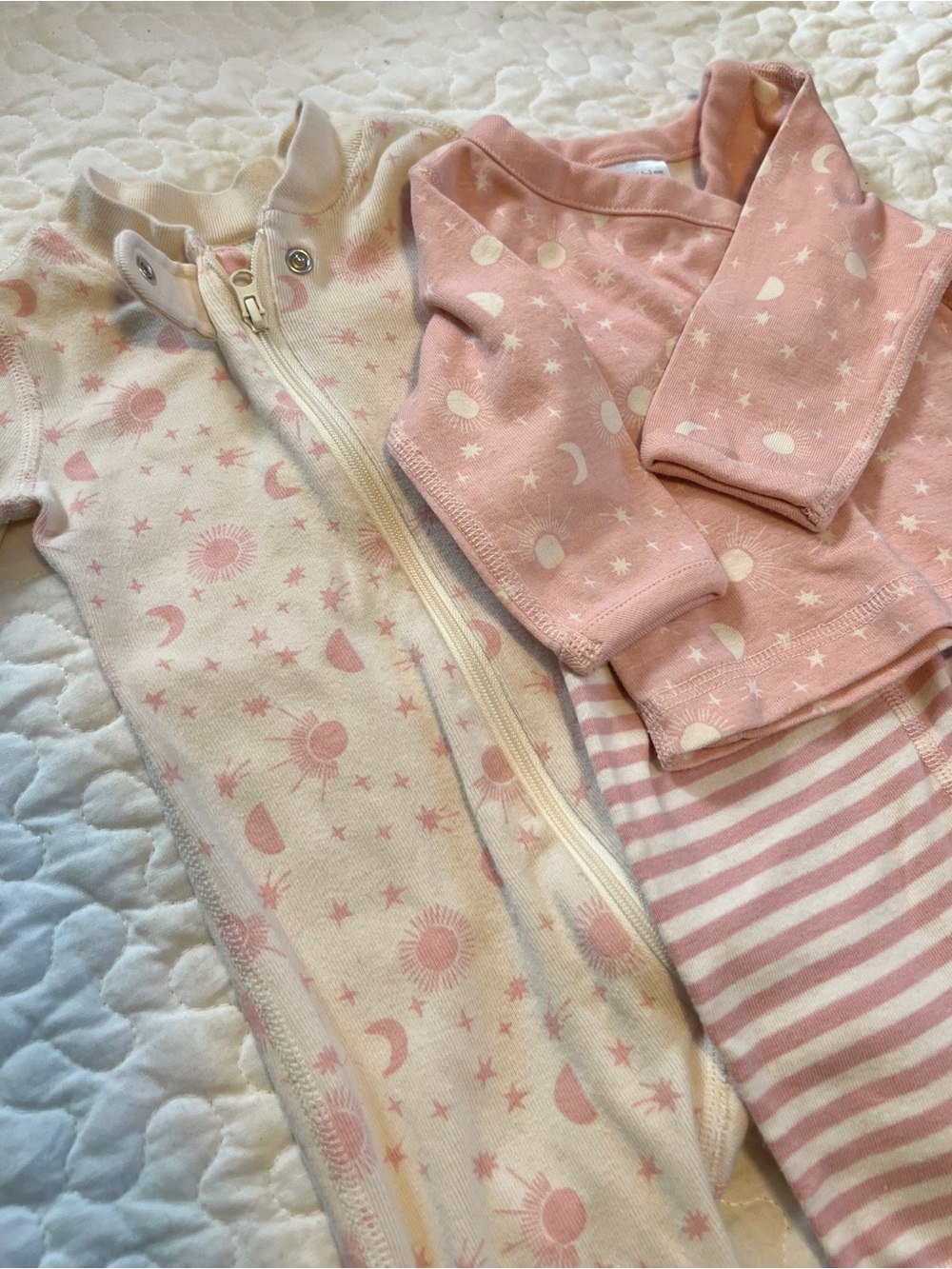 NWOT Hanna Andersson Organic Cotton Wrap Top, Wiggle Pants, Sleeper Set Pink 0-3
